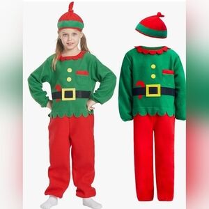 NIB Kids Unisex Festive Elf Costume Set - Green and Red